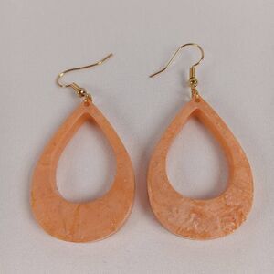 5/$50 Coral resin teardrop earrings